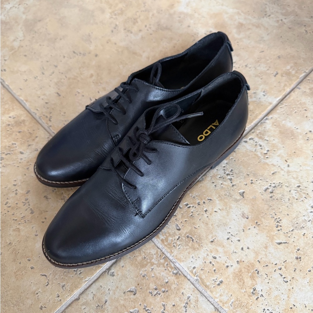 ALDO Women’s Black Leather Shoes Oxfords